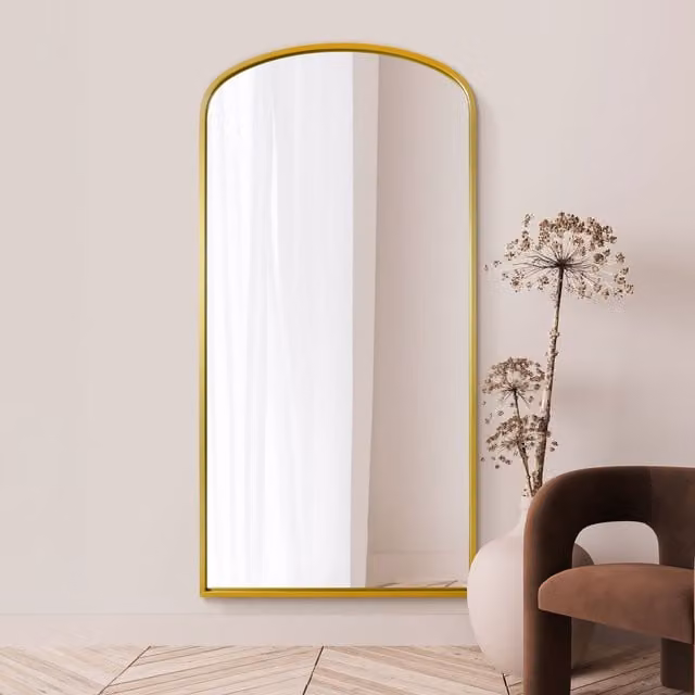 MirrorOutlet Angustus Gold Arch Wall Mirror in Gold