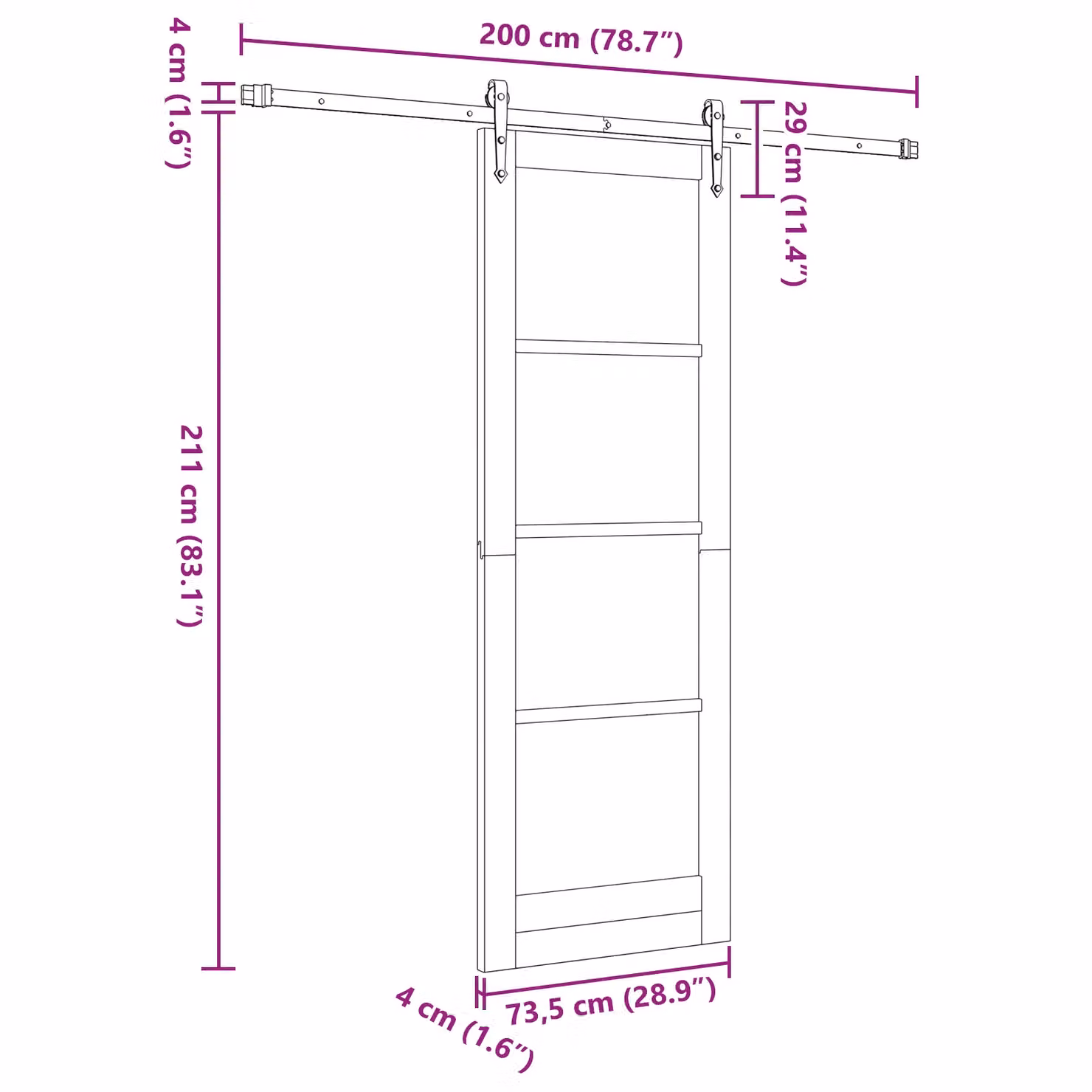 Berkfield Home Modern Sliding Door with Hardware Set in Beige Solid Pine, W: 73.5 cm, H: 211 cm – 3