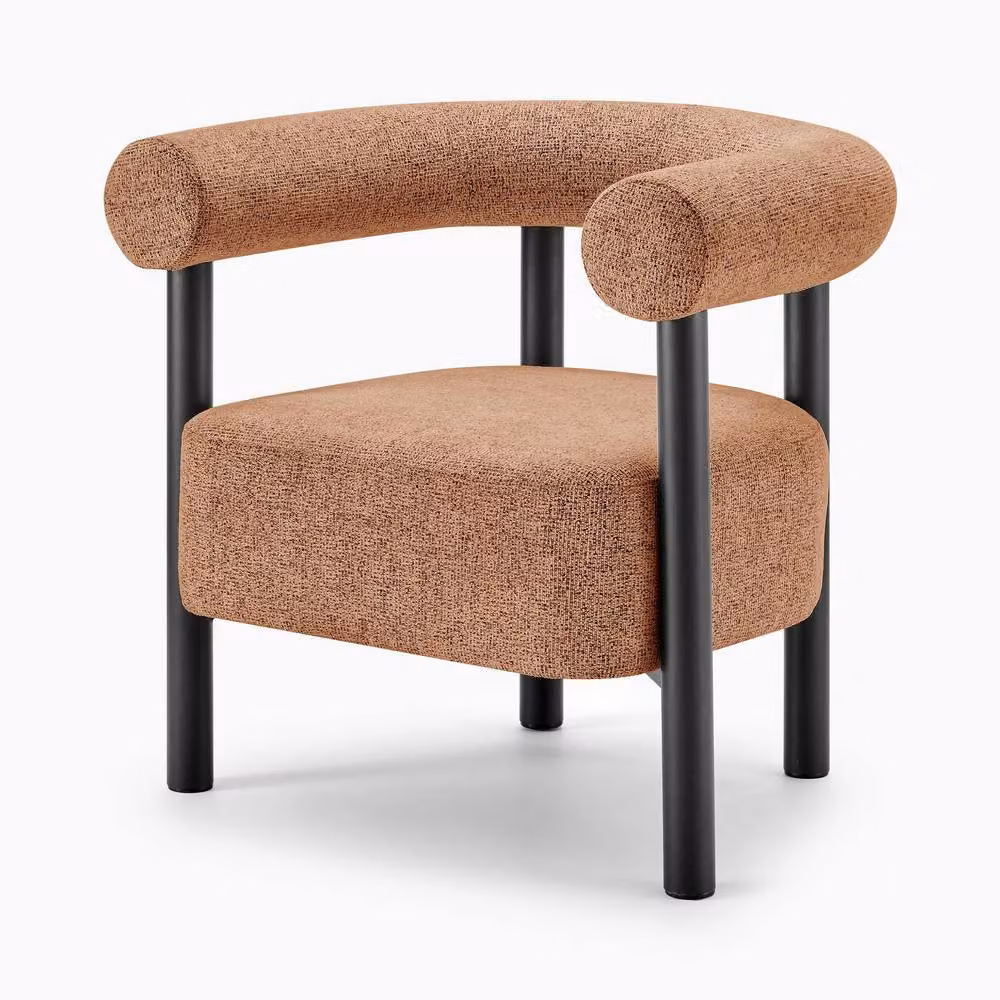 FurnitureboxUK Mirabel Mid-Century Fabric Accent Tub Chair with Armrests in Orange and Black – 2