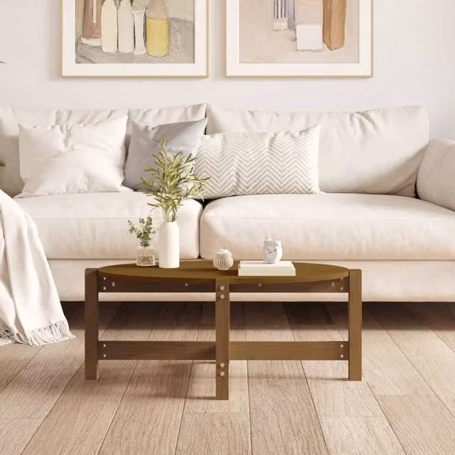 Berkfield Home Beautiful Coffee Table in Honey Brown Solid Pine Wood, W: 87 cm, D: 48 cm, H: 35 cm – 1