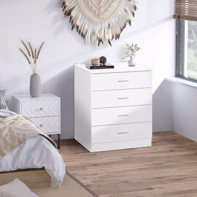 STILVORA Modern White Chest of Drawers with MDF and Metal Structure