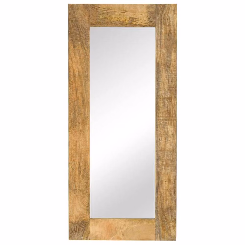 Berkfield Home Rectangular Solid Mango Wood Wall Mirror in Brown, W: 50 cm, H: 110 cm – 2