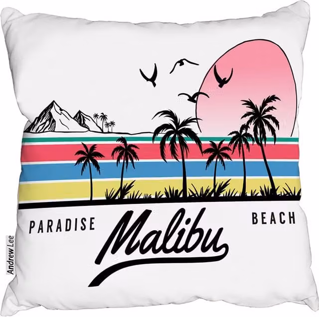 Andrew Lee Malibu Square Cushion in White, W/D/H: 60 x 60 x 1 cm