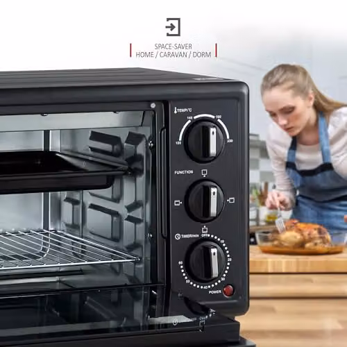 NETTA 20L Mini Oven and Electric Grill in Black with 1380W Power and Timer – 6