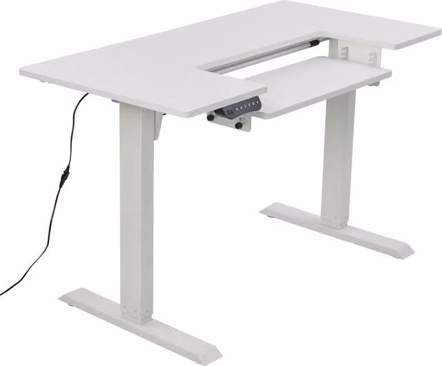 Sewing Online Electric Height Adjustable Sewing Craft Table with Adjustable Machine Platform in White