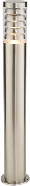 Loops Modern LED Outdoor Garden Bollard Light in Silver Stainless Steel, Height: 80 cm, IP44