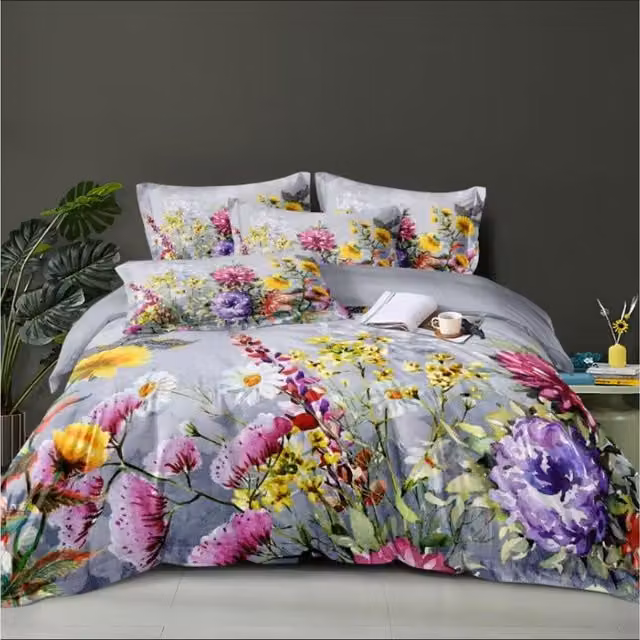 Ezysleep Purple Floral Printed Duvet Cover and Pillowcase Set, 230 cm
