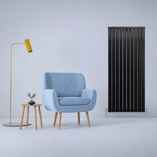 Monstershop Designer Flat Panel Steel Radiator in Black, W: 160 cm, H: 70 cm