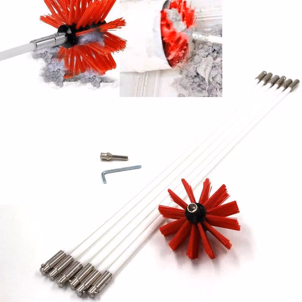 NESTLUNE 25pc Flexible Chimney Sweep Set with Flue Sweeping Brush and Rods in Red – 3