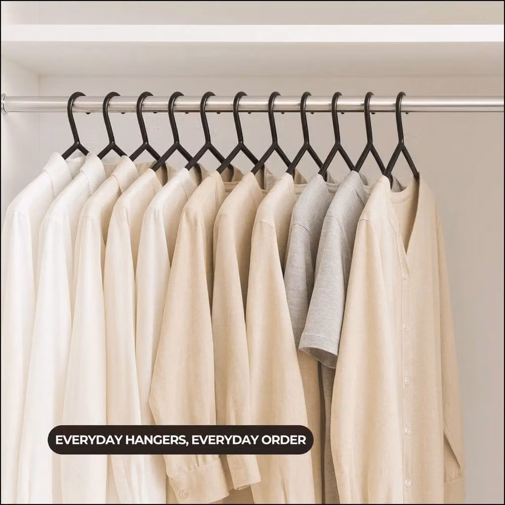 NESTLUNE 50 Black Plastic Space Saving Adult Coat Hangers – 4