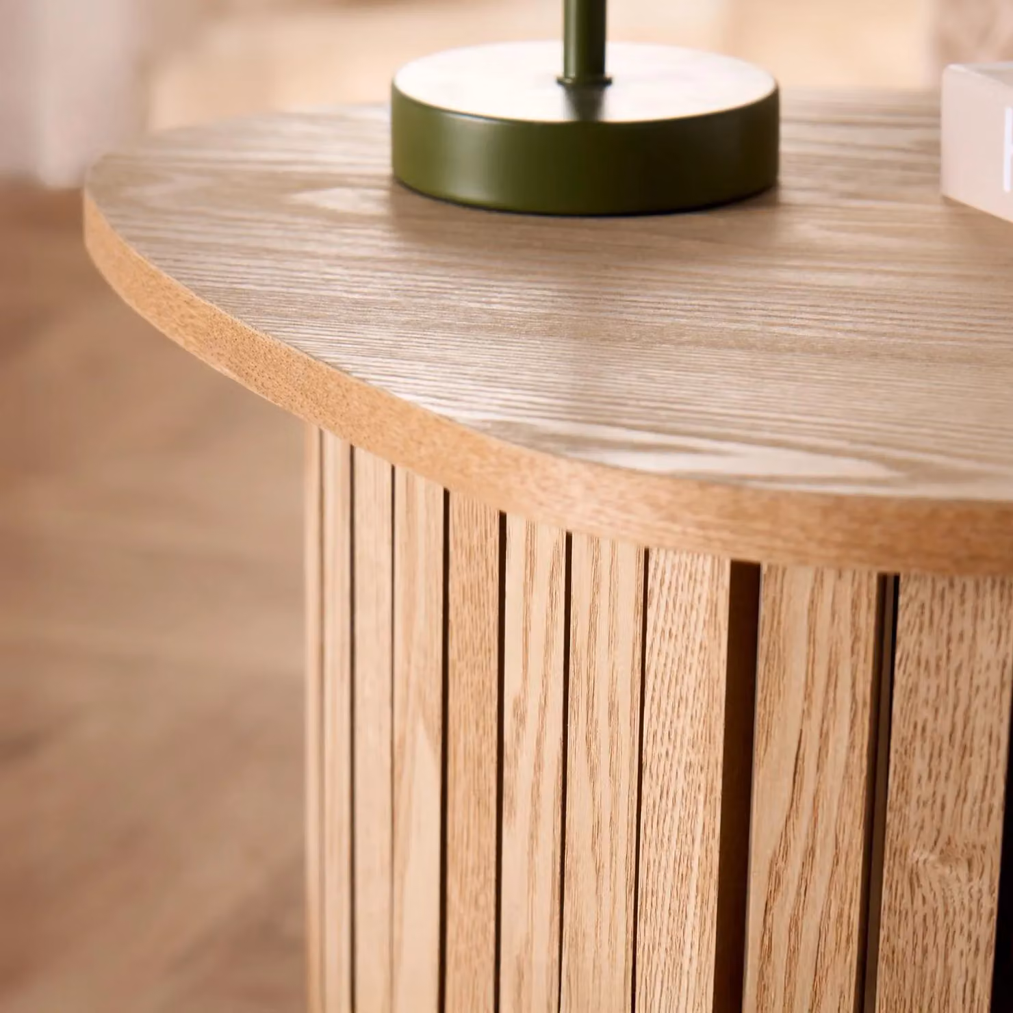 OHS Madison Ribbed Round Side Table in Light Oak – 2