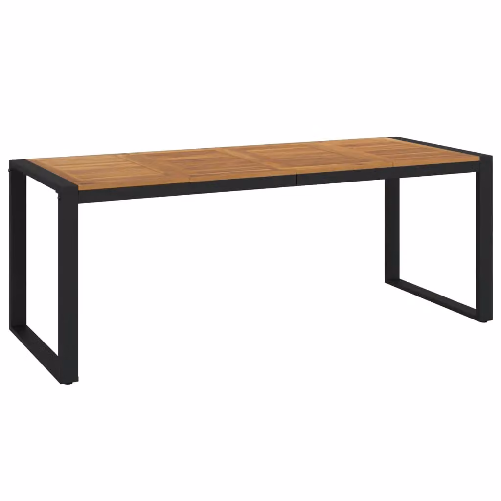 Berkfield Home Garden Table with U-shaped Legs in Brown Solid Acacia Wood, W/D/H: 200 x 90 x 75 cm – 2
