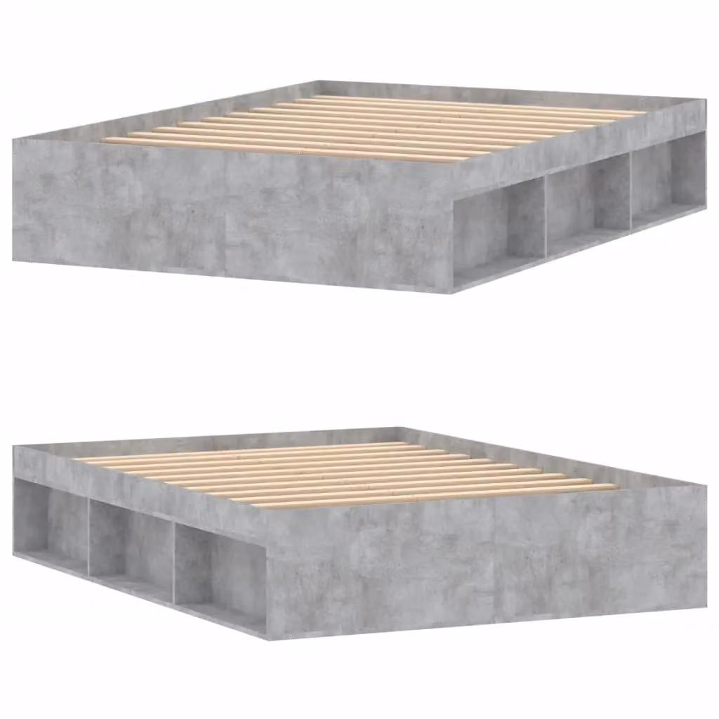Berkfield Home Double Bed Frame in Concrete Grey, W: 135 cm, L: 190 cm – 3