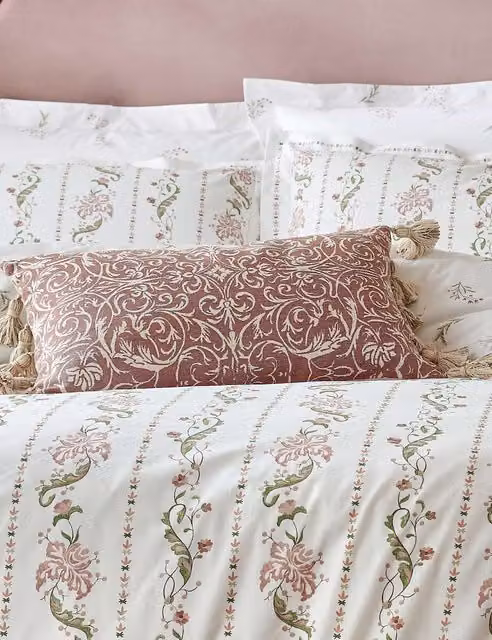 Historic Royal Palaces Kensington Pure Cotton Rectangular Cushion in Pink Mix