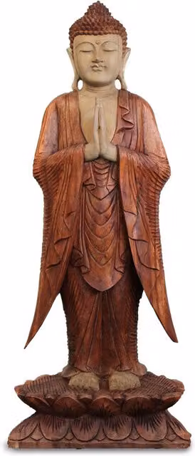 KDMK Brown Standing Buddha Statue, Height: 100 cm