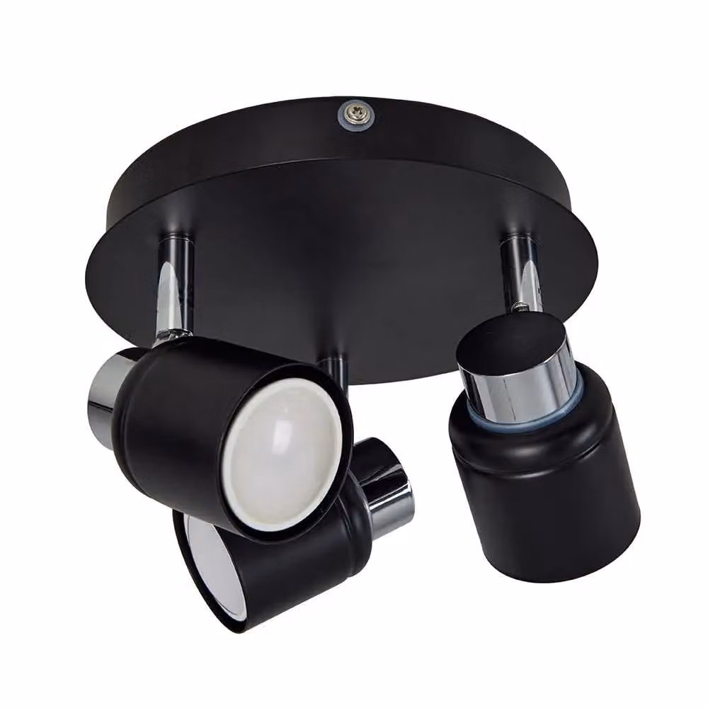 ValueLights Benton Adjustable Round 3 Way IP44 Bathroom Ceiling Spotlight in Black – 6