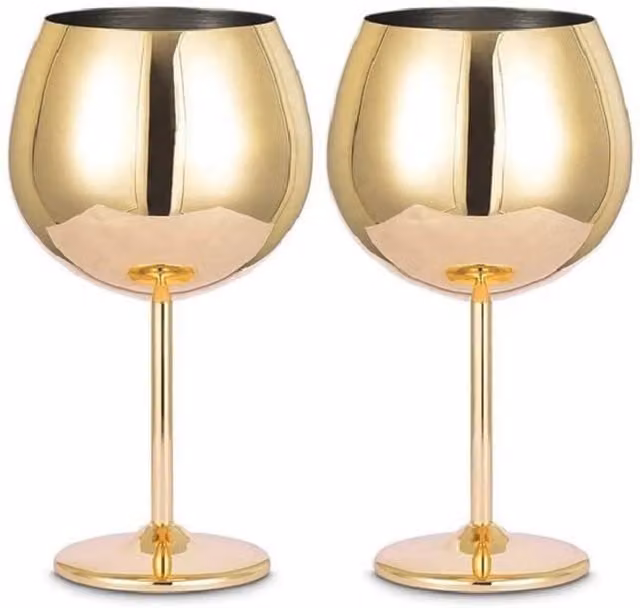 Homiu Gold Stainless Steel Gin Goblet Tumbler, 700ml, 2 Pack