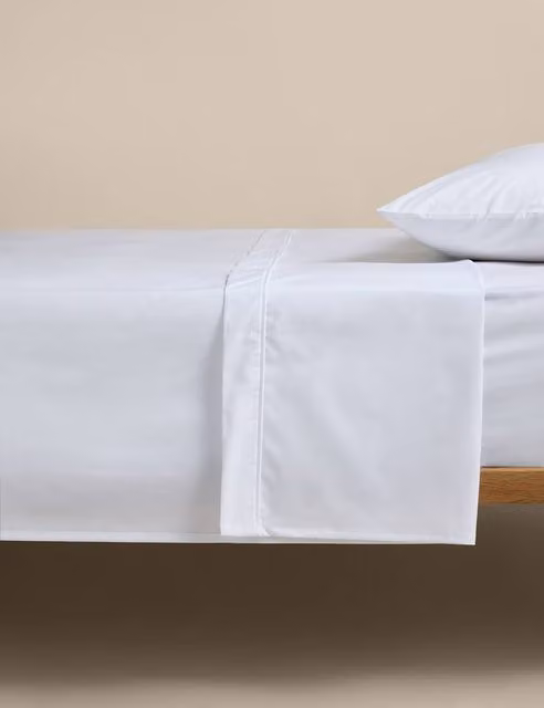 M&S Egyptian Cotton 230 Thread Count Flat Sheet, White, 200 x 200 cm