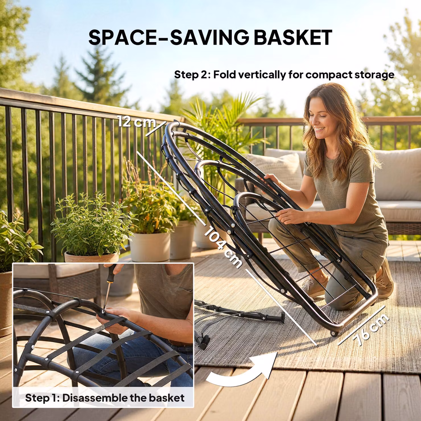Outsunny Hanging Egg Chair with Stand and Cushions, Dark Grey Modern Swinging Hammock Chair for Indoor and Outdoor Use – 6