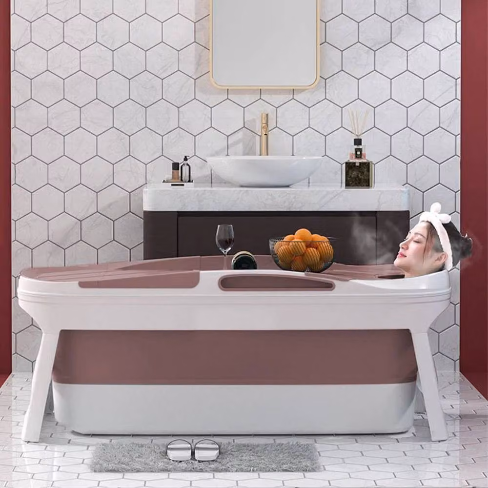 PAWNORA SmallSpace Folding Shower Bathtub in Pink, W/D/H: 113 x 63 x 54 cm – 4