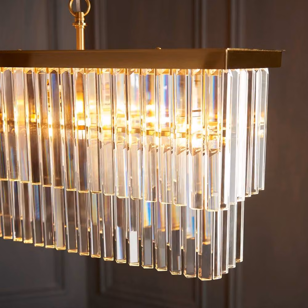 Netlighting Conaston Bar Pendant Light with Transparent Cut Glass in Gold/Brass, 4x E14 – 3