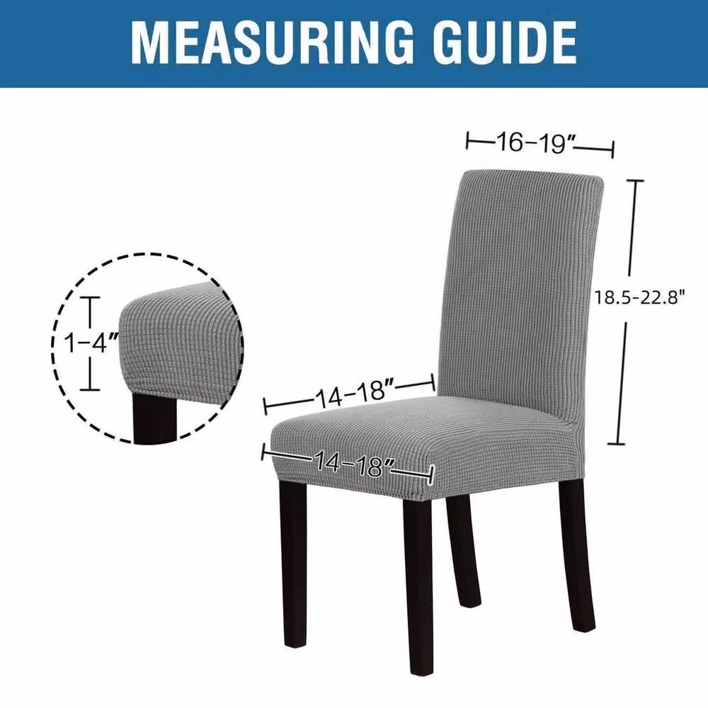 PAWNORA Set of 4 Modern Elasticated Dining Chair Seat Covers in Dark Grey – 2