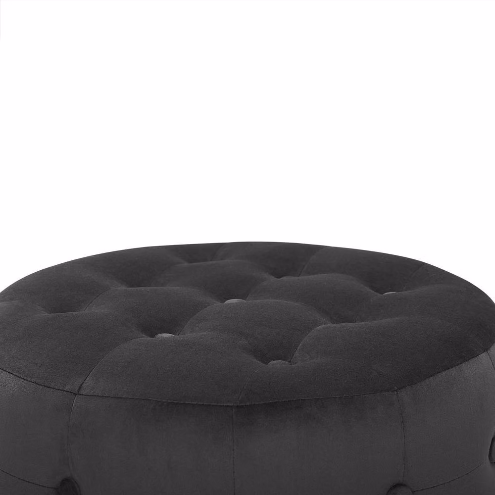 LuxeCasa Black Velvet Cylindrical Round Footstool – 3