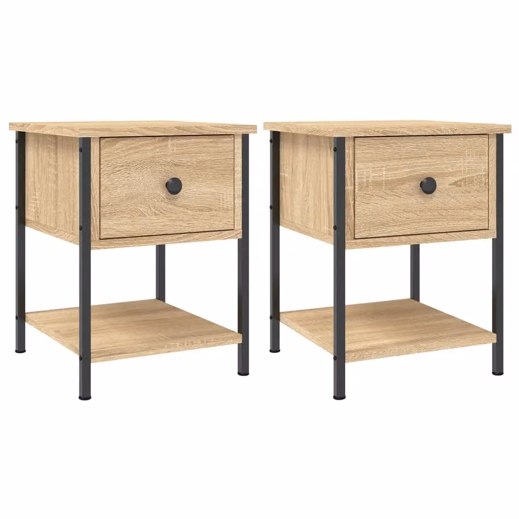 Berkfield Home Set of 2 Sonoma Oak Bedside Tables in Brown, W/D/H: 34 x 35.5 x 45 cm – 2