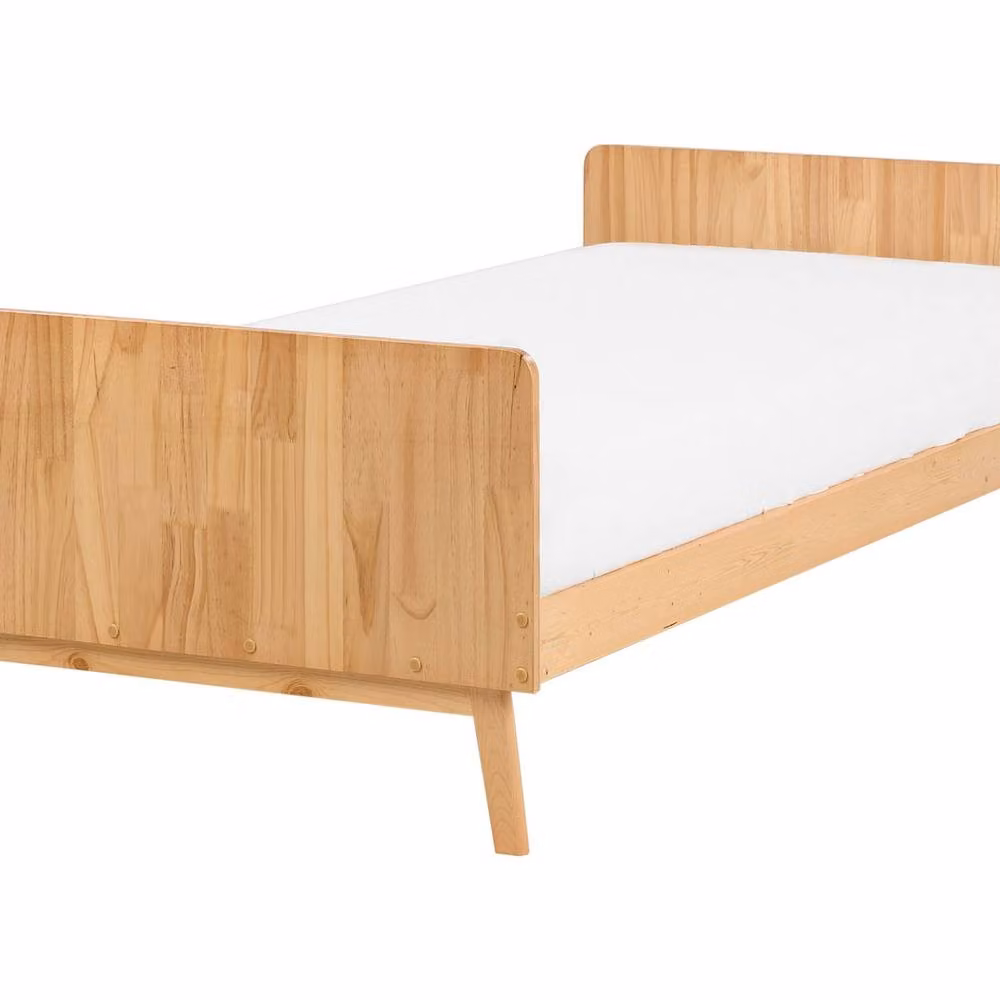 Wyld and Coco Single Bed Frame in Brown Pine with Slatted Base, W/D/H: 90 x 200 cm – 2