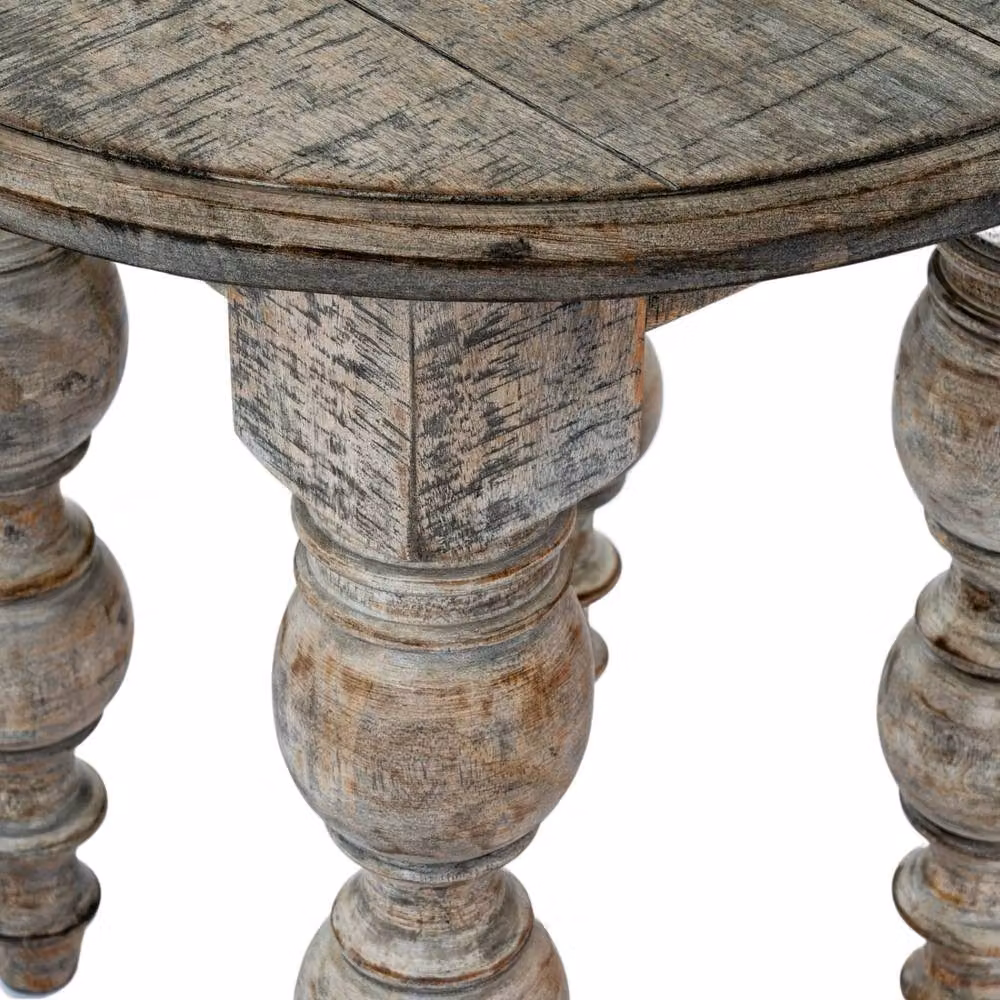 Wyld Haus Montaine Mid Century Brown Round Wood Side Table W/D/H: 60 x 60 x 60 cm – 3