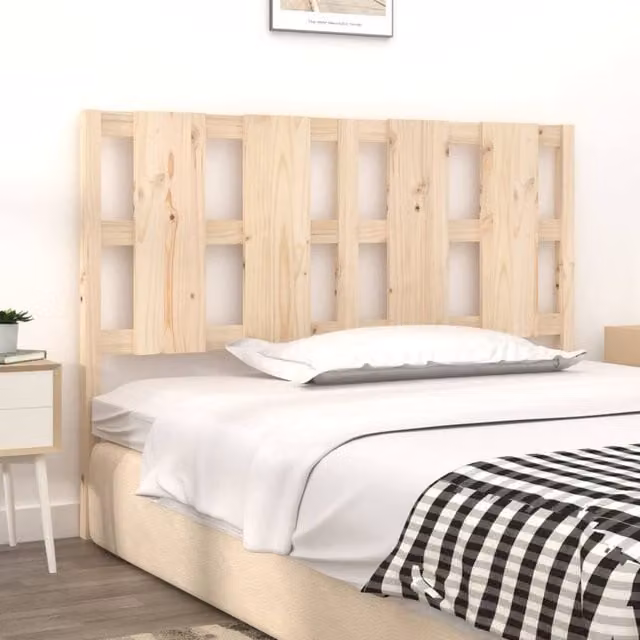Berkfield Home Beautiful Solid Wood Pine Bed Headboard in Beige, W: 140.5 cm, D: 4 cm, H: 100 cm