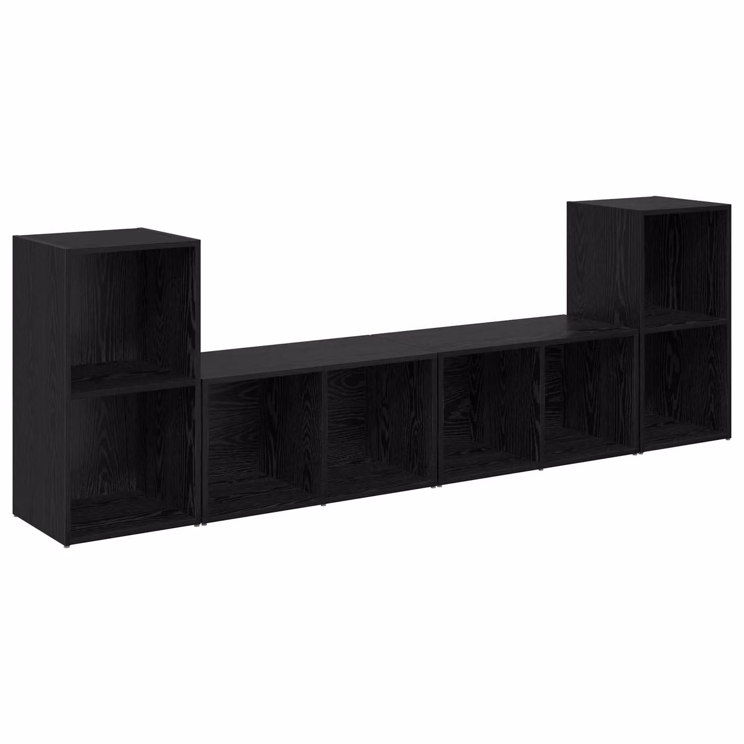 Berkfield Home 4-Piece Black Oak Cube Storage Shelving Unit with Back Panel, W: 72 cm, D: 35 cm, H: 36.5 cm – 2