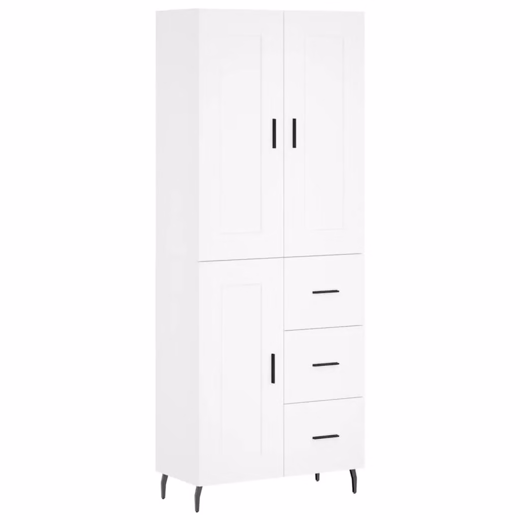 Berkfield Home White Modern Wall Mounted Highboard with Hinged Doors, W/D/H: 69.5 x 34 x 180 cm – 2