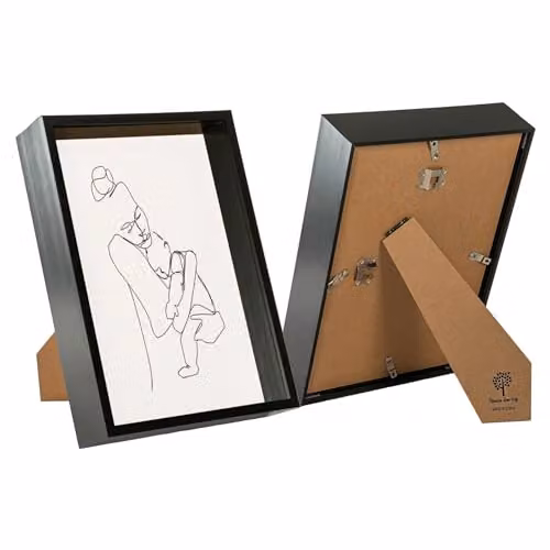 Nicola Spring Black Rectangular Deep Box Photo Frame, Pack of 2, A4