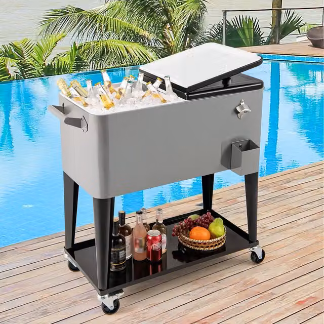 COSTWAY Rolling Ice Chest in Grey