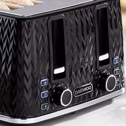 Daewoo Argyle 4 Slice 1600W Toaster with Timer and Auto Shut-off, Black – 3