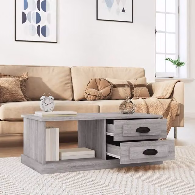 Berkfield Home Grey Sonoma Decorative Coffee Table, W: 90 cm, D: 50 cm, H: 35 cm