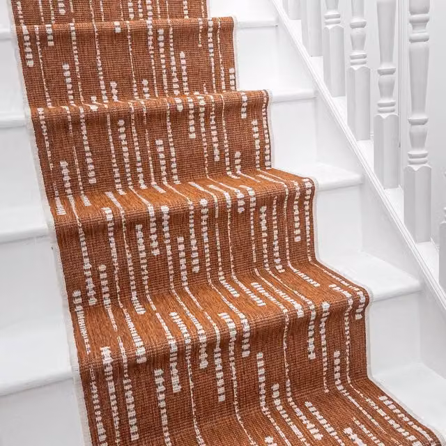 runrug Aperol Spritz Stair Runner Carpet in Terracotta, Reversible and Hard-wearing, W: 70 cm, L: 600 cm