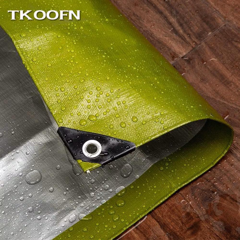 NESTLUNE Green Waterproof Heavy-Duty Tarpaulin with Eyelets – 6