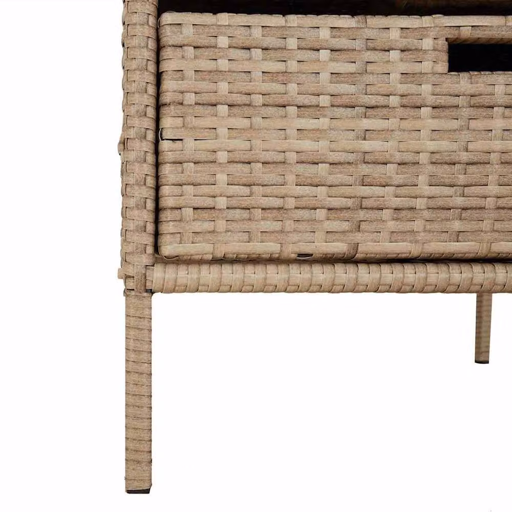 Berkfield Home Garden Storage Cabinet in Beige Poly Rattan and Steel, W/D/H: 55 x 59 x 80 cm – 5