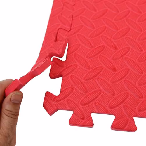 Actiasmat Interlocking EVA Foam Gym Mats with Diamond Plate Pattern in Red, 4 Pack – 2