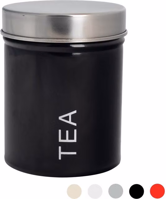 Harbour Housewares Airtight Metal Kitchen Tea Canister, Black