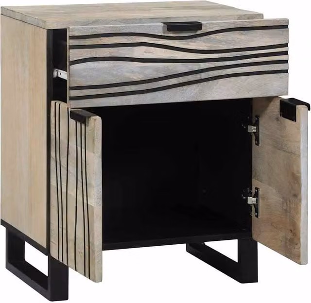 Berkfield Home Modern Bedside Table with Drawer in White, Black and Multicolour, W/D/H: 50 x 33 x 60 cm – 1