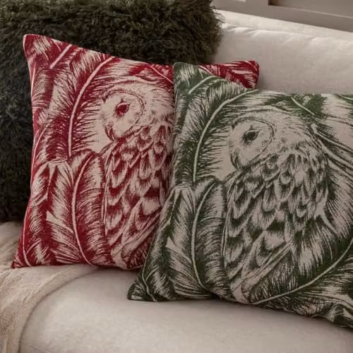 Wylder Albus Jacquard Chenille Cushion in Red, W/D/H: 45 x 45 x 45 cm – 3