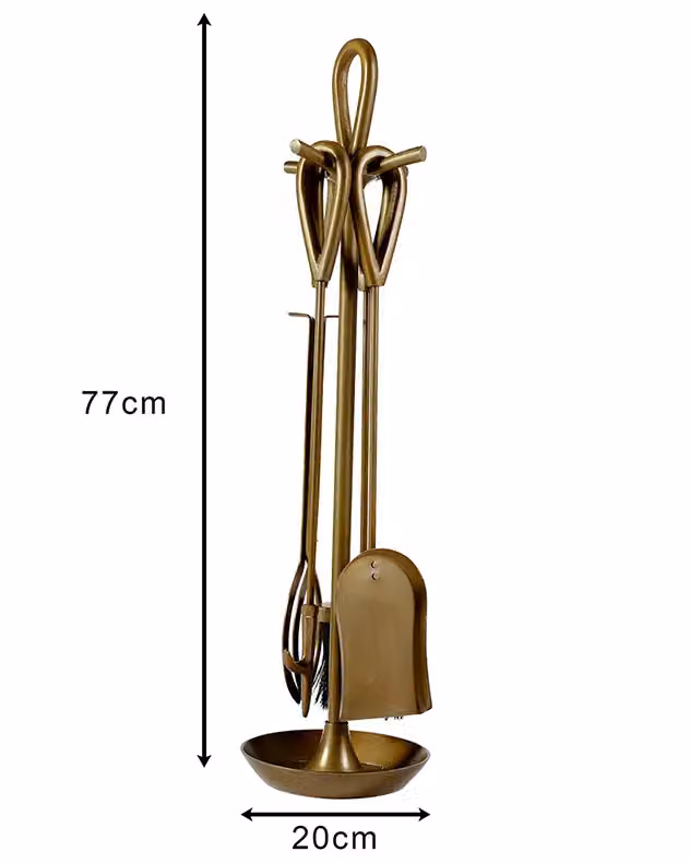 Dibor 4-Piece Fireside Companion Set in Bronze, Height: 75 cm – 2