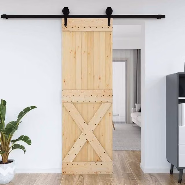 Berkfield Home Narvik Rustic Sliding Door in Brown Solid Wood, W: 70 cm, H: 210 cm