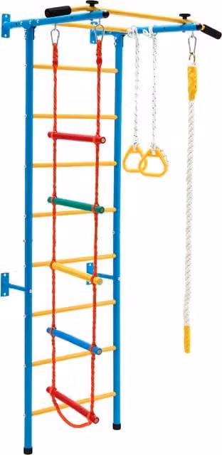 COSTWAY Swedish Ladder Set with Climbing Frame in Yellow and Multicolour