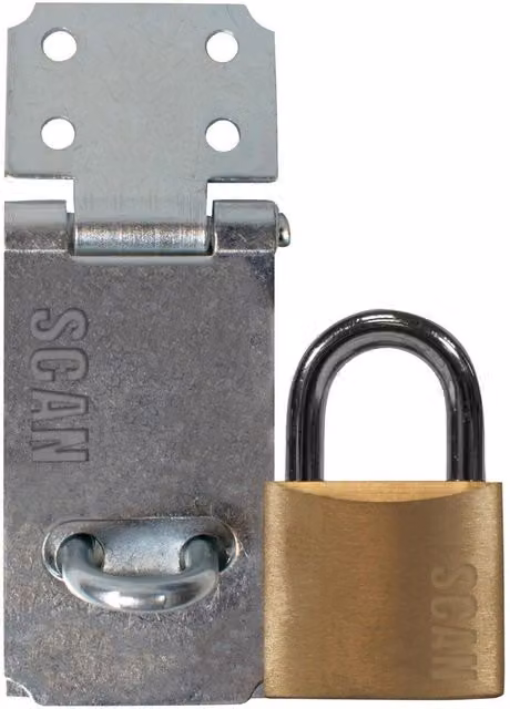Scan Brass Hasp and Staple Padlock with Key in Silver and Multicolour – 1