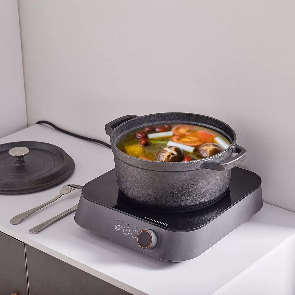 FORGEVIO Cast Iron Casserole Pan, Black, 2.5 l – 5