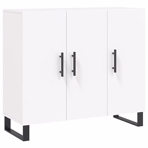 vidaXL Modern White Sideboard in Engineered Wood W/D/H: 90 x 34 x 80 cm